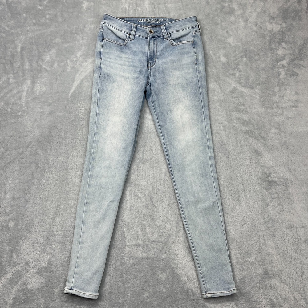 American Eagle Jeans Womens 2R (28x28) Blue Super Stretch X4 Acid‎ Wash Skinny